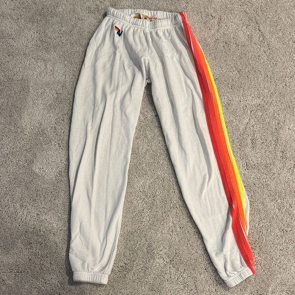 Aviator Nation Pants - Aviator Nation Stripe Sweatpants in white